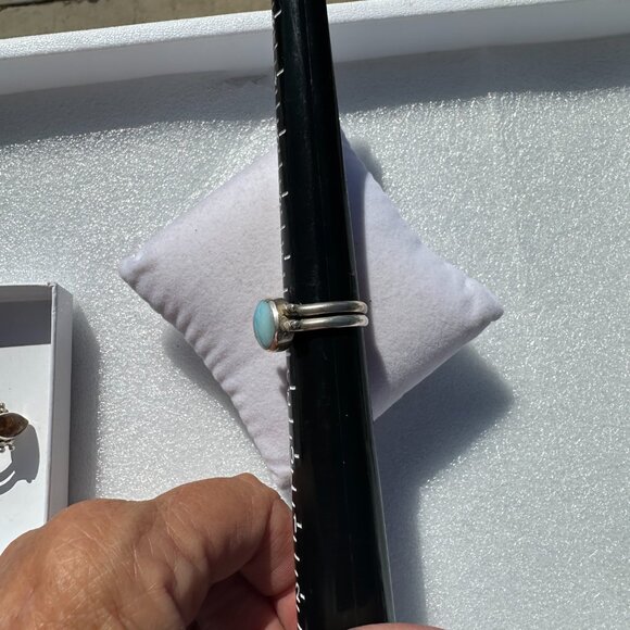 Larimar and Amber 925 FLIP Ring Size 8 - Picture 6 of 8